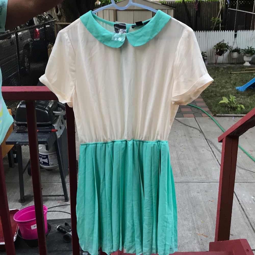 Teal & cream dress